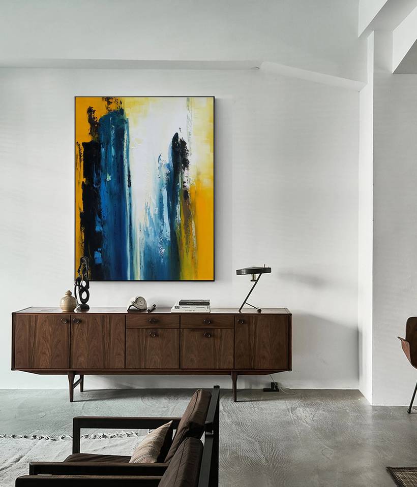 Black Living Entryway Abstract Canvas Artwork R1N1G wall art